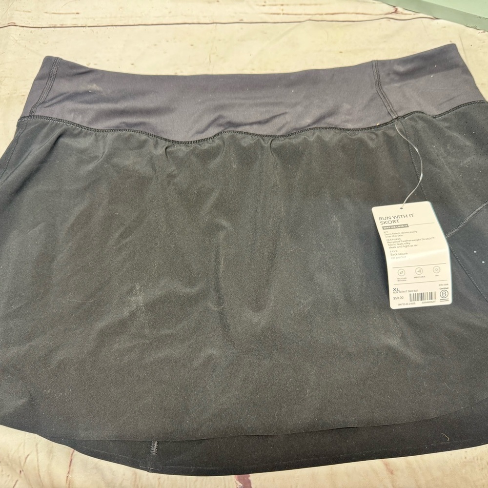 Brand new athleta run with it skort active wear skirt black XL 14-16